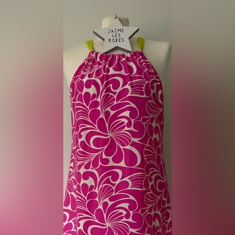 ATHLETA Pink & White Swirl Halter Top Swim Dress
